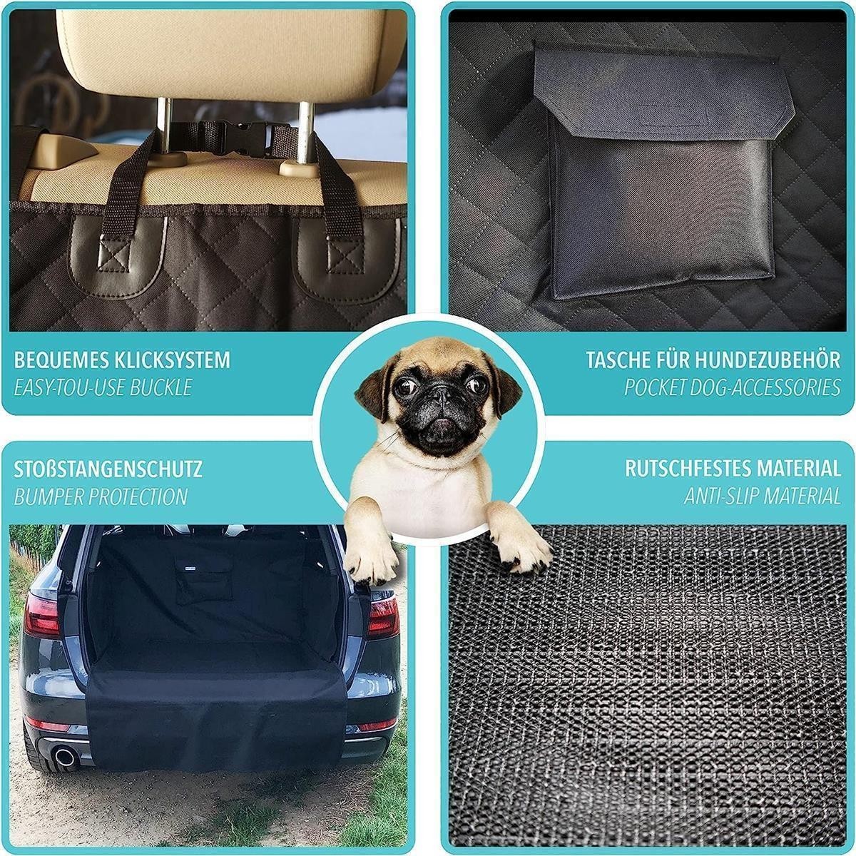 Kofferraum-Decke, Autoschutzdecke, Anti-Rutsch-Material, Quilted-Look, Hundezubehör-Tasche