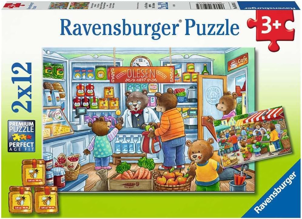 Ravensburger Kinderpuzzle - 05076 Komm, wir gehen einkaufen  2x12 Teilen
