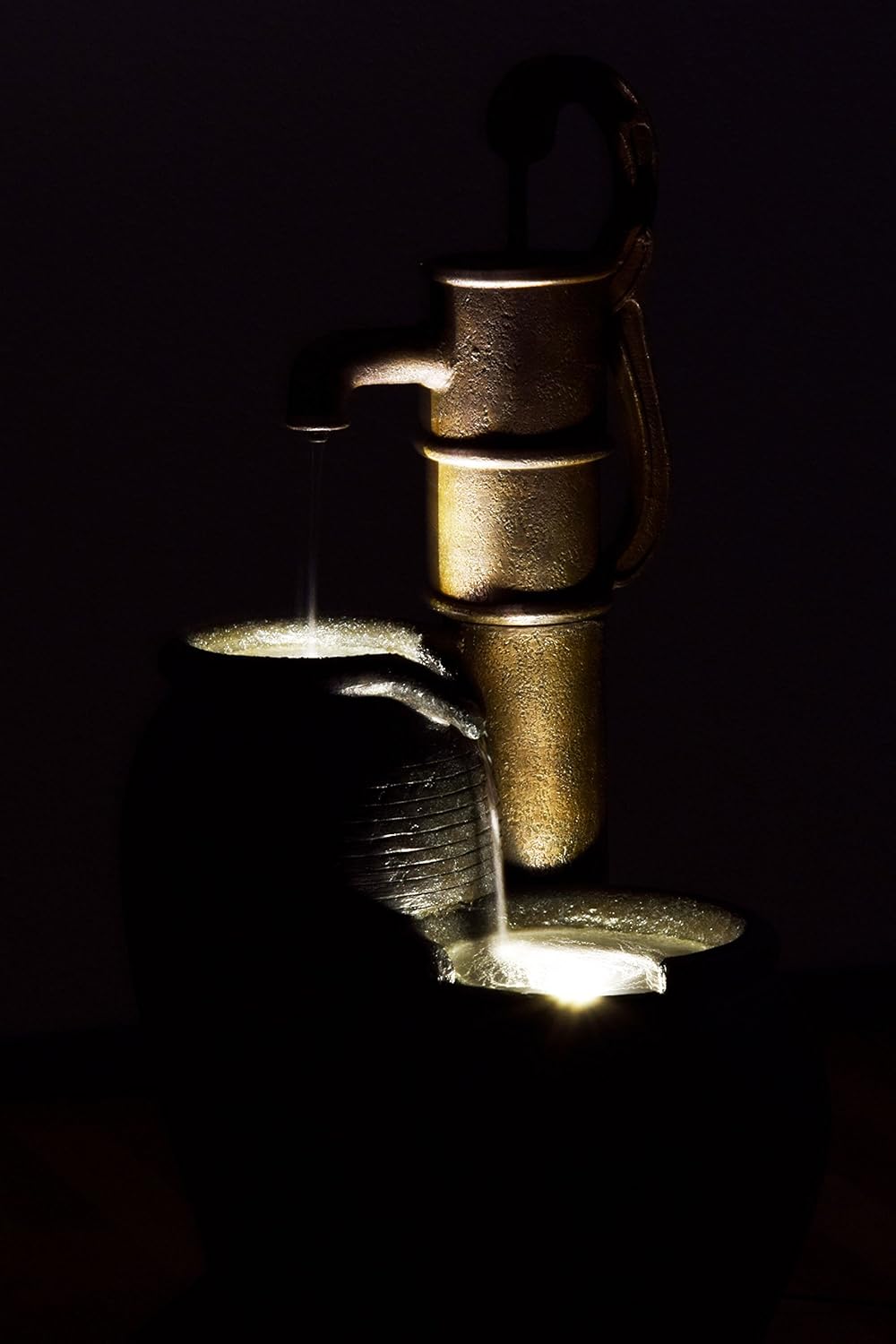 Dobar Apollo Polyresin Brunnen mit Pumpe und LEDs - Wasserfall Springbrunnen