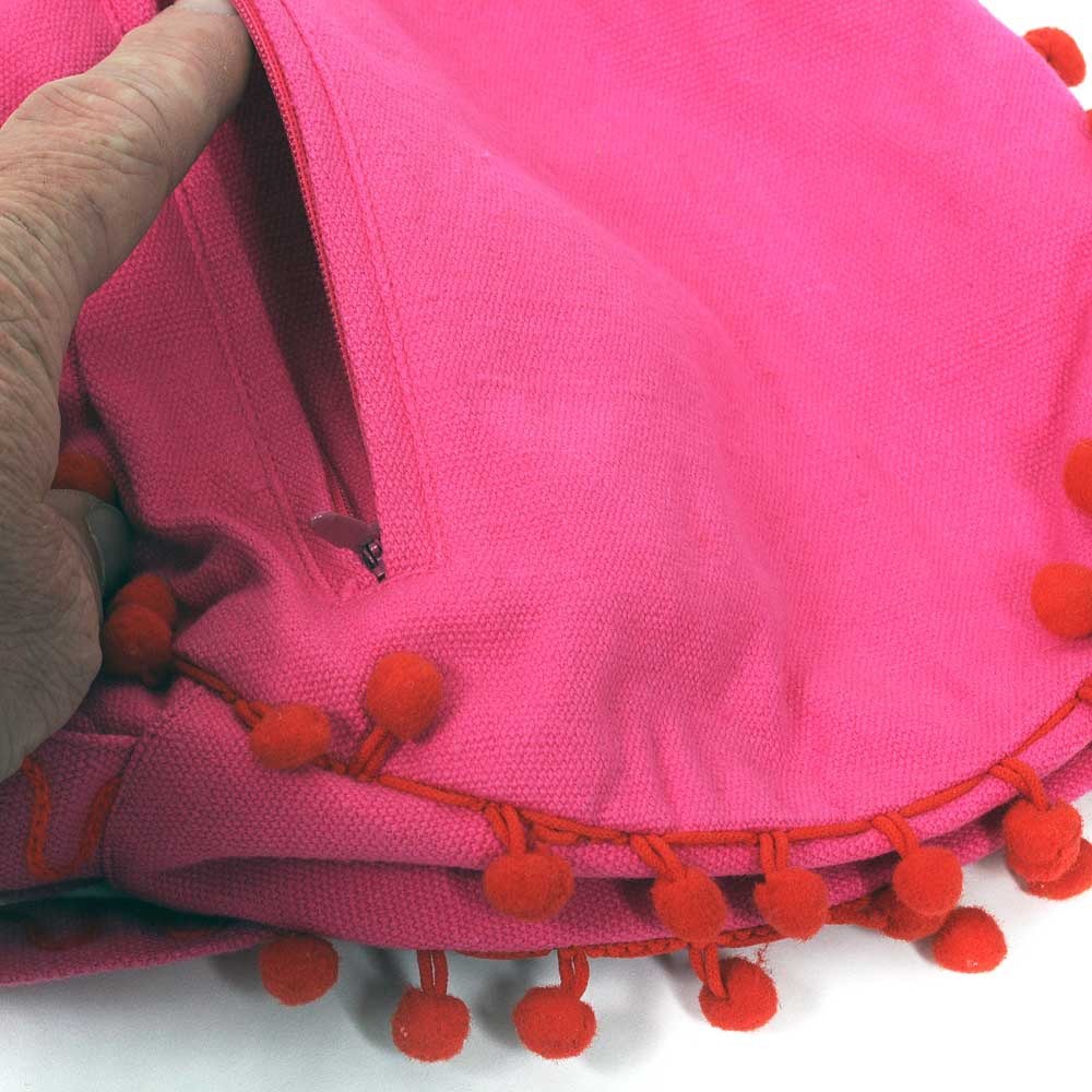 Reisetasche, Hot pink, Pomponen, Reißverschluss, Textil