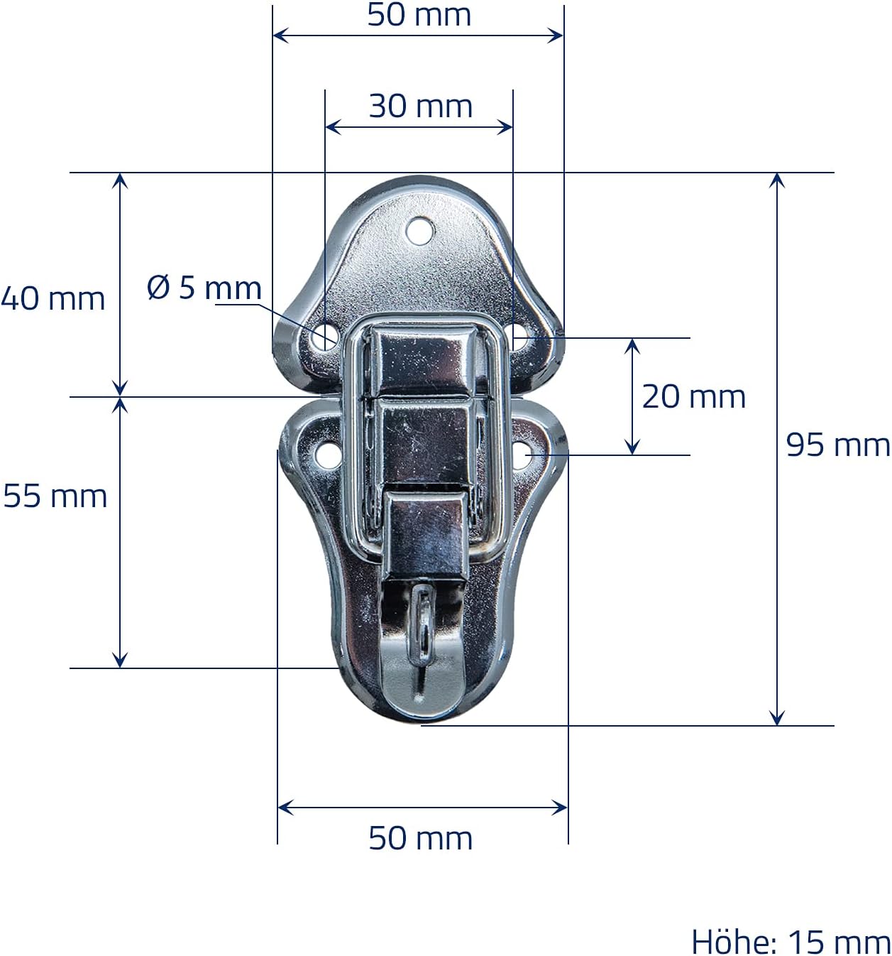 HMF Spannverschluss mit Schlossöse 2 Stück 50 x 95 mm Silber verzinkt