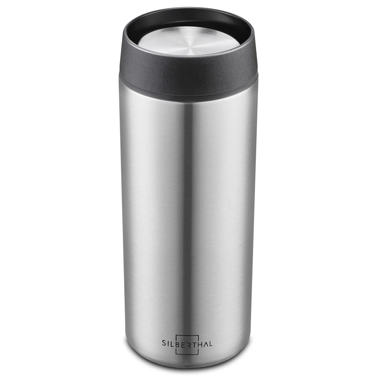 Edelstahl, Reisebecher, Isolierte Thermo, Verschlussdeckel, Silbern