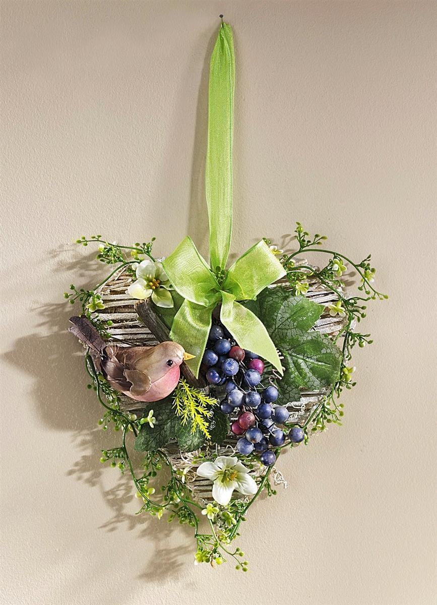 Herzkorb, Blumenkranz, Ahnenkranz, Grünband, Beeren