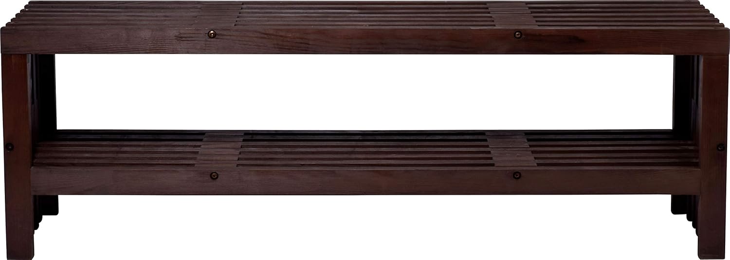 Dobar Gartenbank Svensson mit Kaminholzfach Sitzbank Holzbank braun DH127