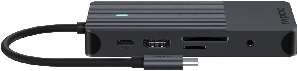 Rapoo UCM-2005 USB-C Multiport Adapter 10-in-1 100W Power Delievery, 2x 4K HDMI, 1 Gbps LAN, 1 USB-C und 2 USB-A 3.0 Datenports
