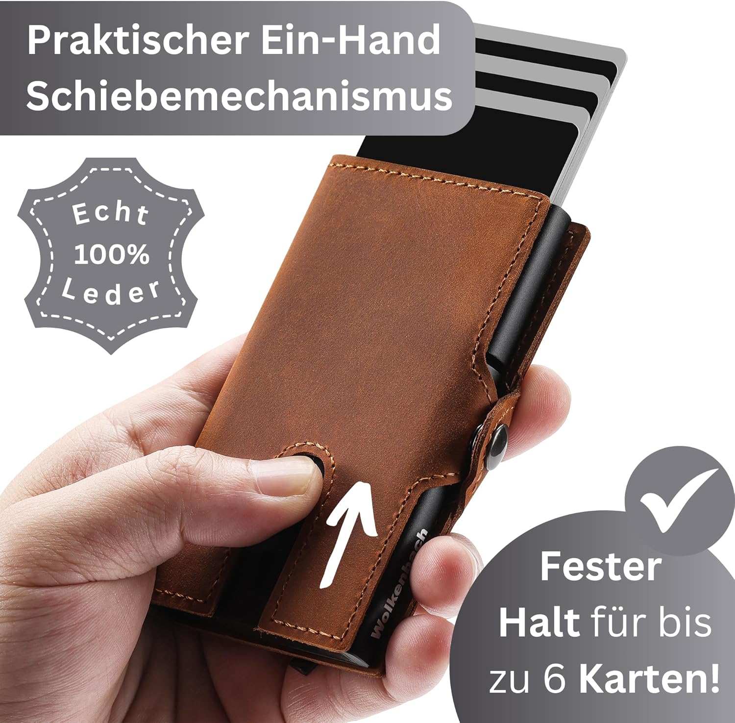 Wolkenstein Slim Wallet mit Münzfach Portmonee Kartenetui Geldbörse braun