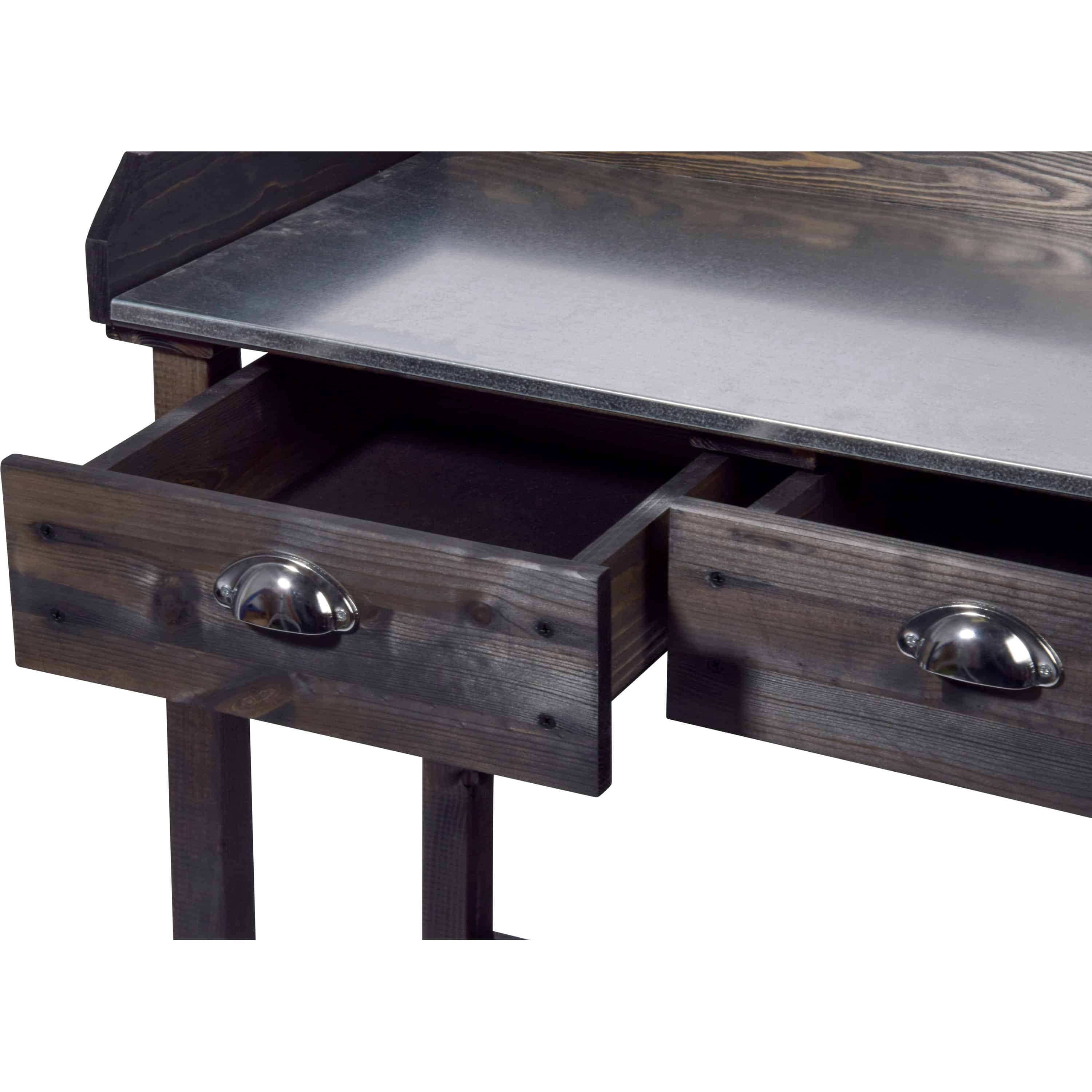 Kohlefarben, Holzkommode, Schublade, Metallgriff, Metallplatte