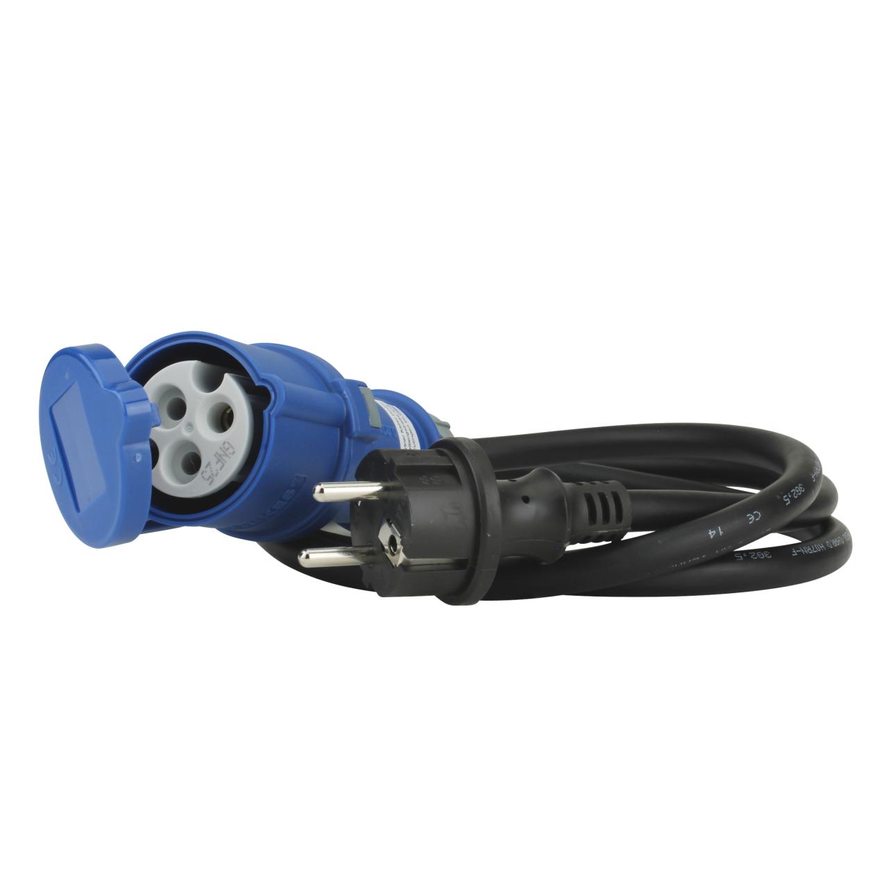 CEE-Adapter, Schuko-Stecker, IP44, Blau, Gartenstecker