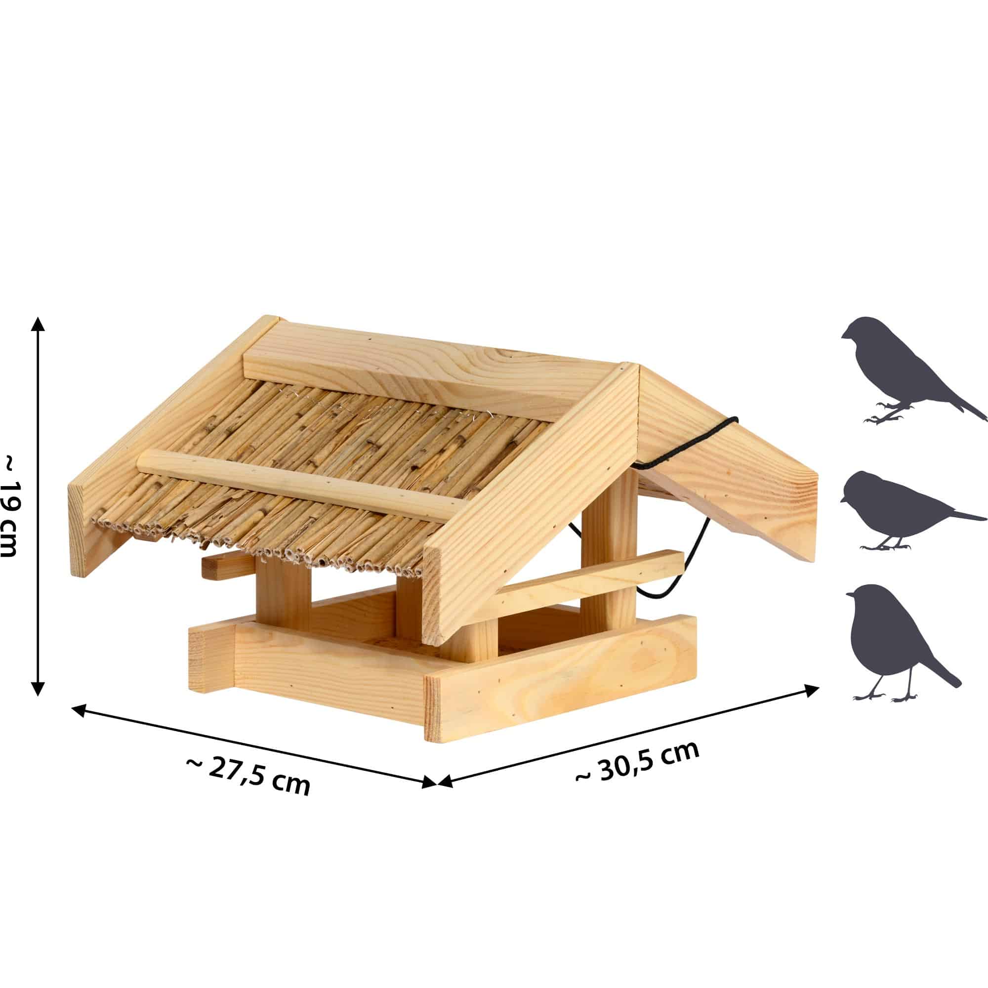 Dobar Vogelfutterhaus Torshavn mit Schilfdach hängend - Wildvogelfutterplatz