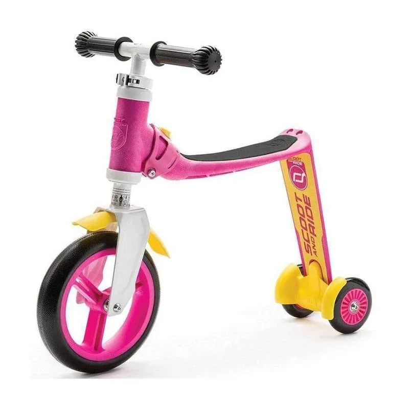 Kinderroller, Dreiradroller, Pink-gelb, Drei Räder, Höhenverstellbarer Lenker