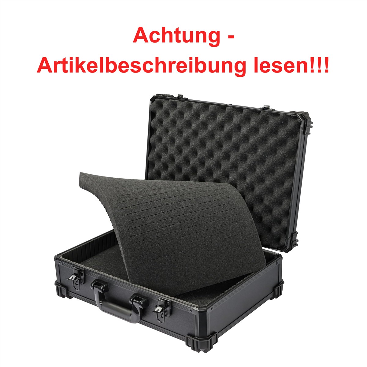 HMF Werkzeugkoffer leer, Werkzeugkasten groß mit Rasterschaumstoff 46 x 33 x 15 cm #2418