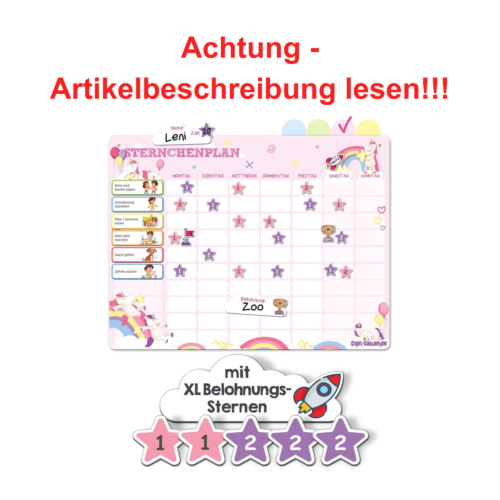 Kinderplaner, Kinderzubehör, Ornamentierter Kalender, Sternenplan, Belohnungssterne