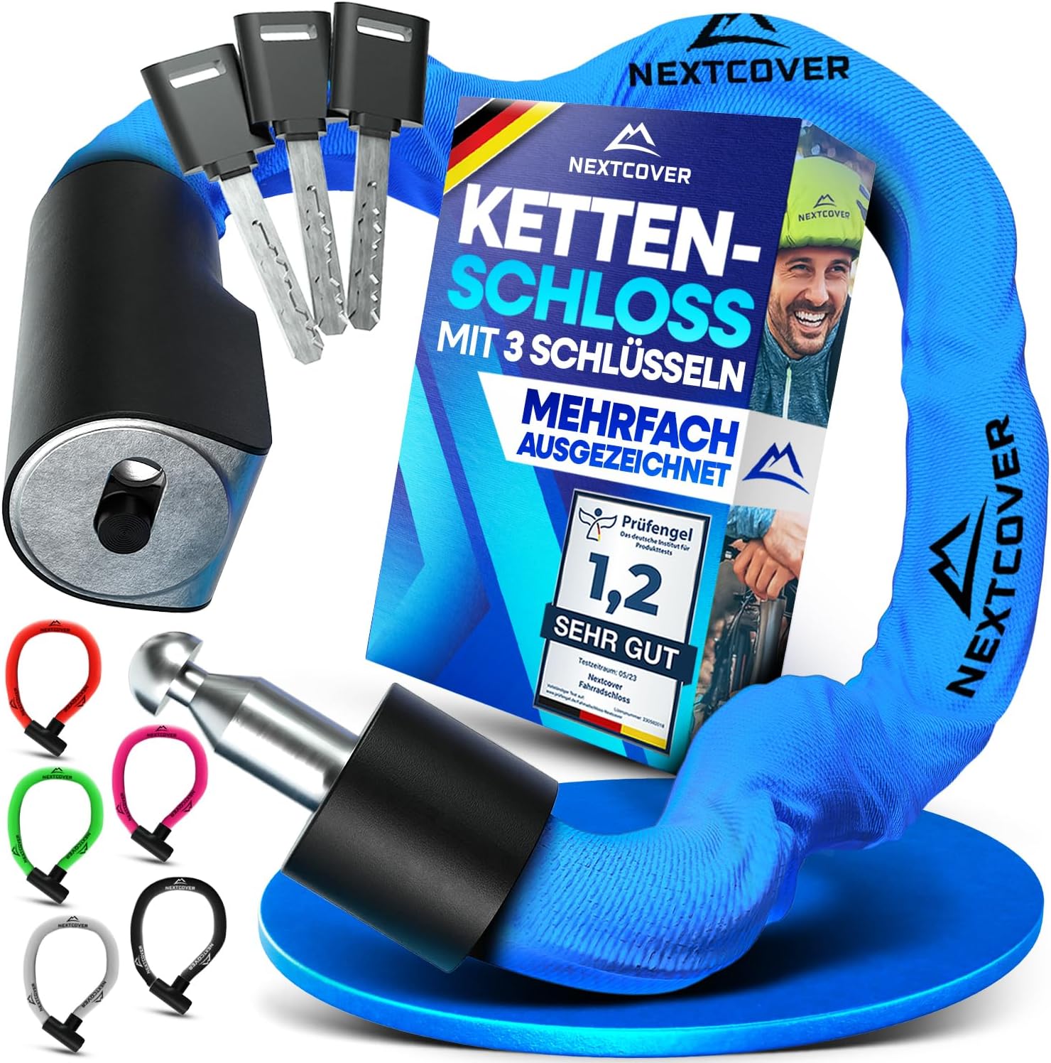 NEXTCOVER Fahrradschloss LockOne mit Schlüssel SAFESECURE Fahrradschloss hohe Sicherheit I robustes & langlebiges Kettenschloss Fahrrad Bike LockFahrrad Schloss 3 Schlüssel #1