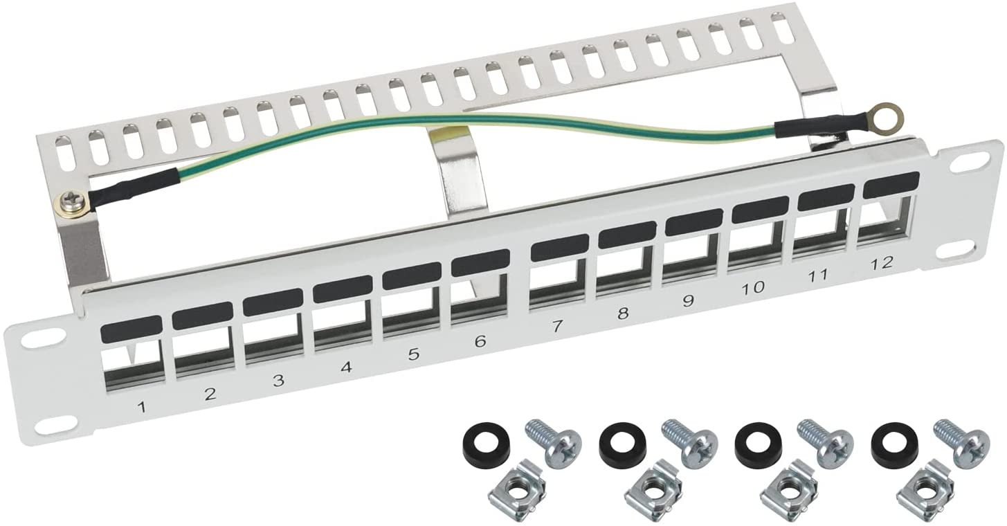 HMF STP Keystone-Patchpanel für Serverschrank 10 Zoll 1 HE 12 Ports