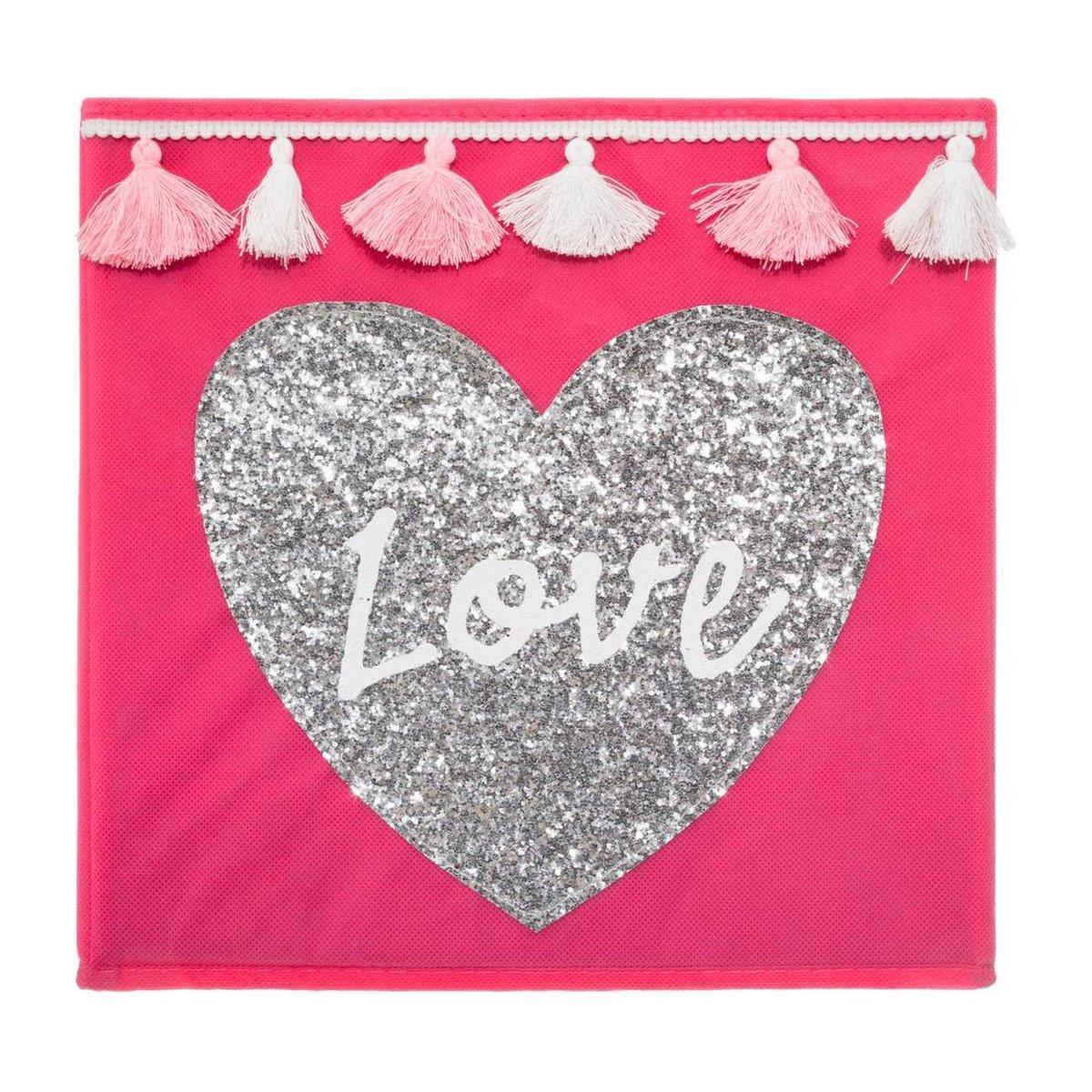 Aufbewahrungsbox für Kinder - Love Pink Aufbewahrungskorb 29 x 29 x 29 cm