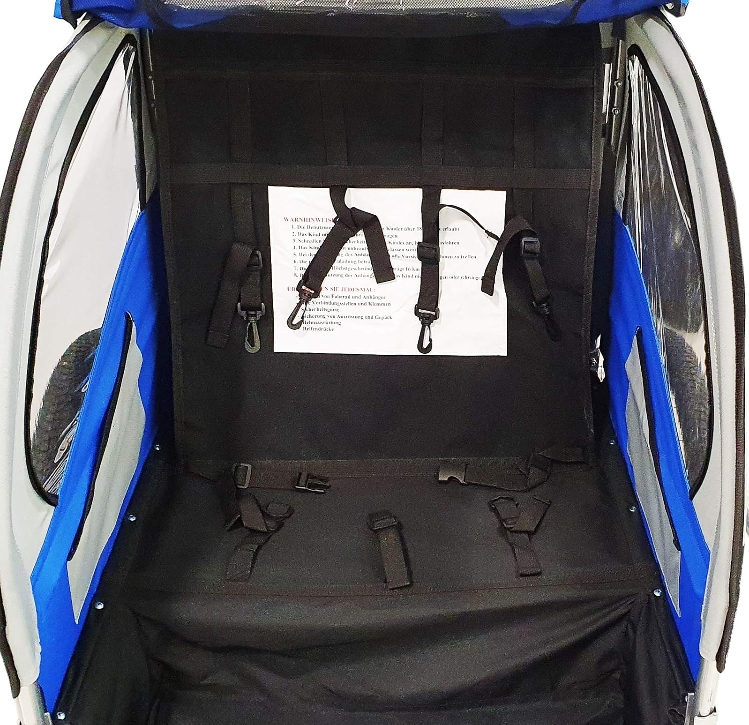 DMS Fahrradanhänger 2 in 1 Kinderanhänger Fahrrad Anhänger Jogger Radanhänger Kinderwagen Kinderfahrradanhänger für 2 Kinder 5-Punkt Sicherheitsgurt Radschutz Blau