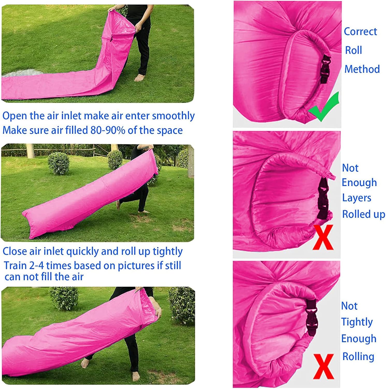DERJLY Aufblasbares Luftsofa Luftsofa mit Tragetasche, Tragbares Wasserdichtes Aufblasbare, Air Lounger, für Garten Seeufer Strand Camping und Musikfestivals