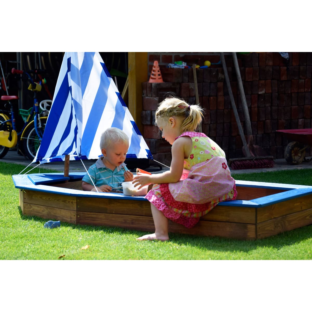 Dobar Sandkasten Schiff blau Sandkiste Segelboot Sandbox