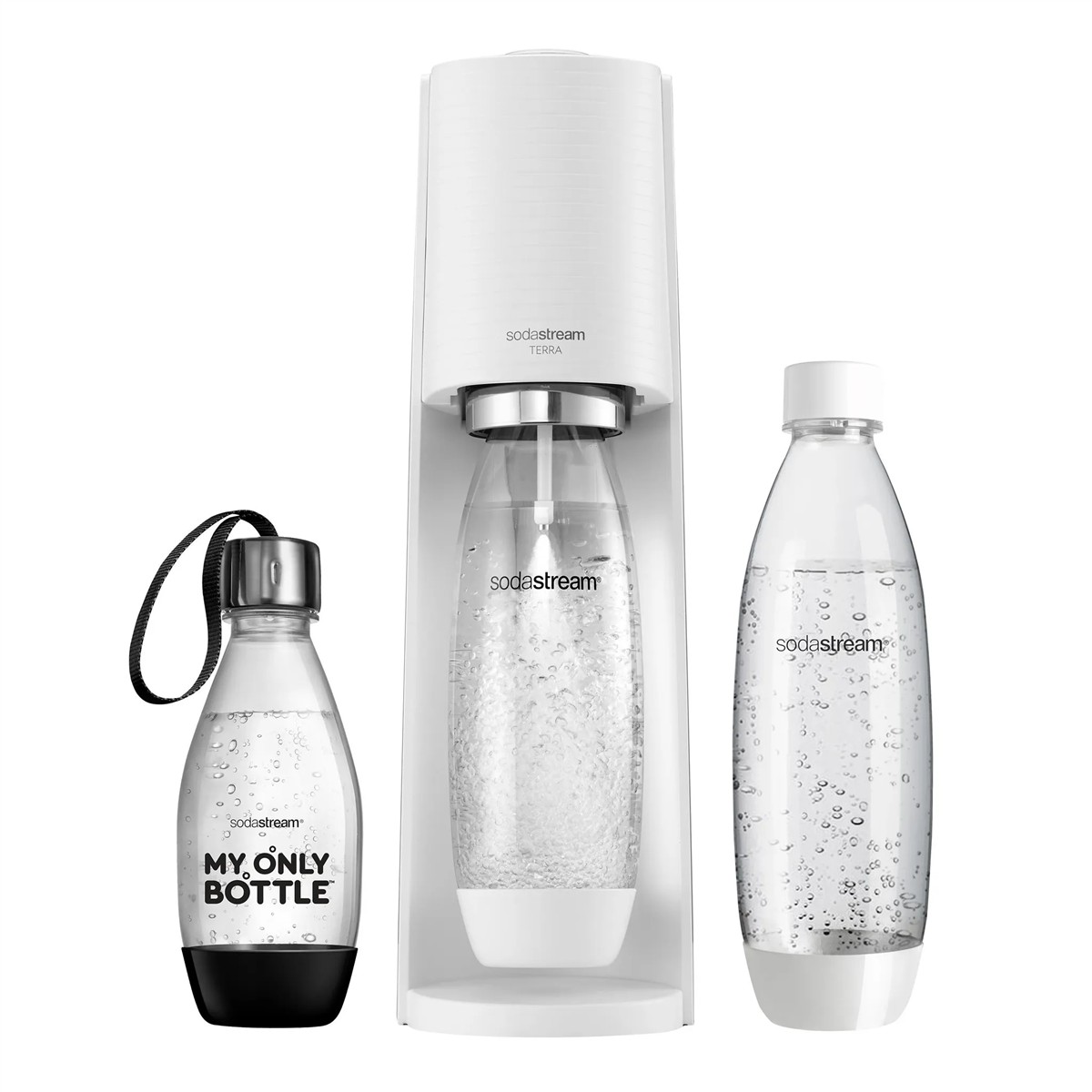 SodaStream, Kaltwasserbereiter, Wasserkaraffe, Schwarzer Deckel, Flaschen-Set