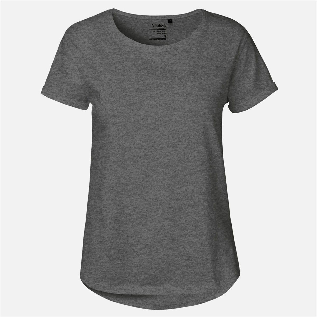 T-Shirt, Damen, Kurzarm, Rundhalsausschnitt, Meliert grau