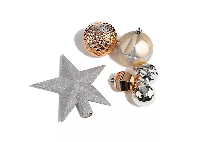 KABELLA Xmas Baumschmuck-Set 140 Teile Weihnachtskugeln Zapfen Kugel Schneemann