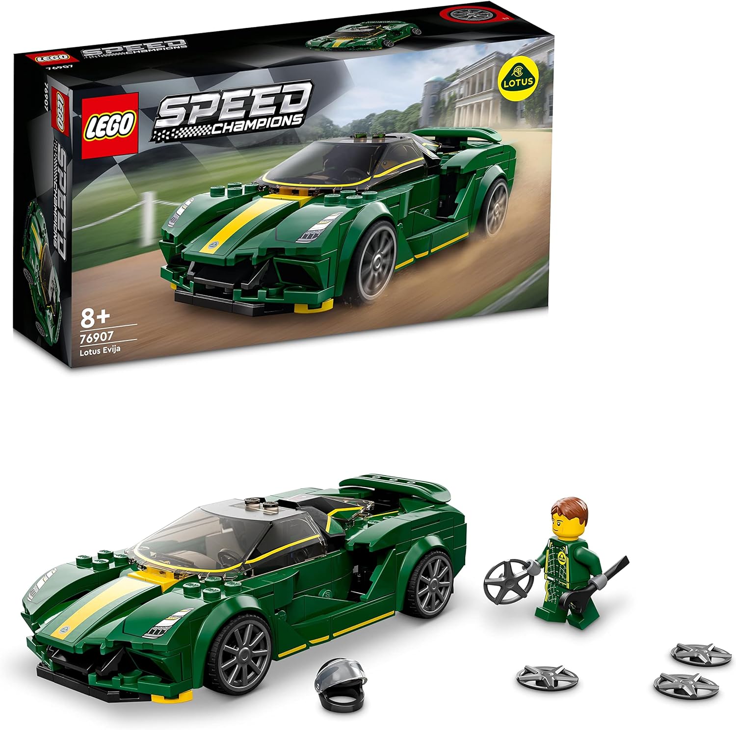 LEGO 76907 Speed Champions Lotus Evija Modellauto Rennauto Auto Spielzeug Modellbausatz Legobausteine Legoset Legosteine Bausteine Sets Steine