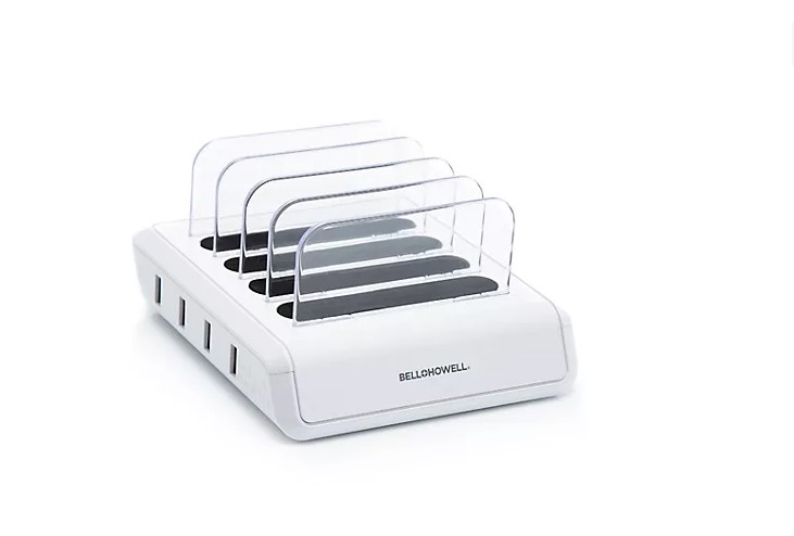 BELL & HOWELL Multi USB Ladestation 4 Ladeanschlüsse Dockingstation weiß