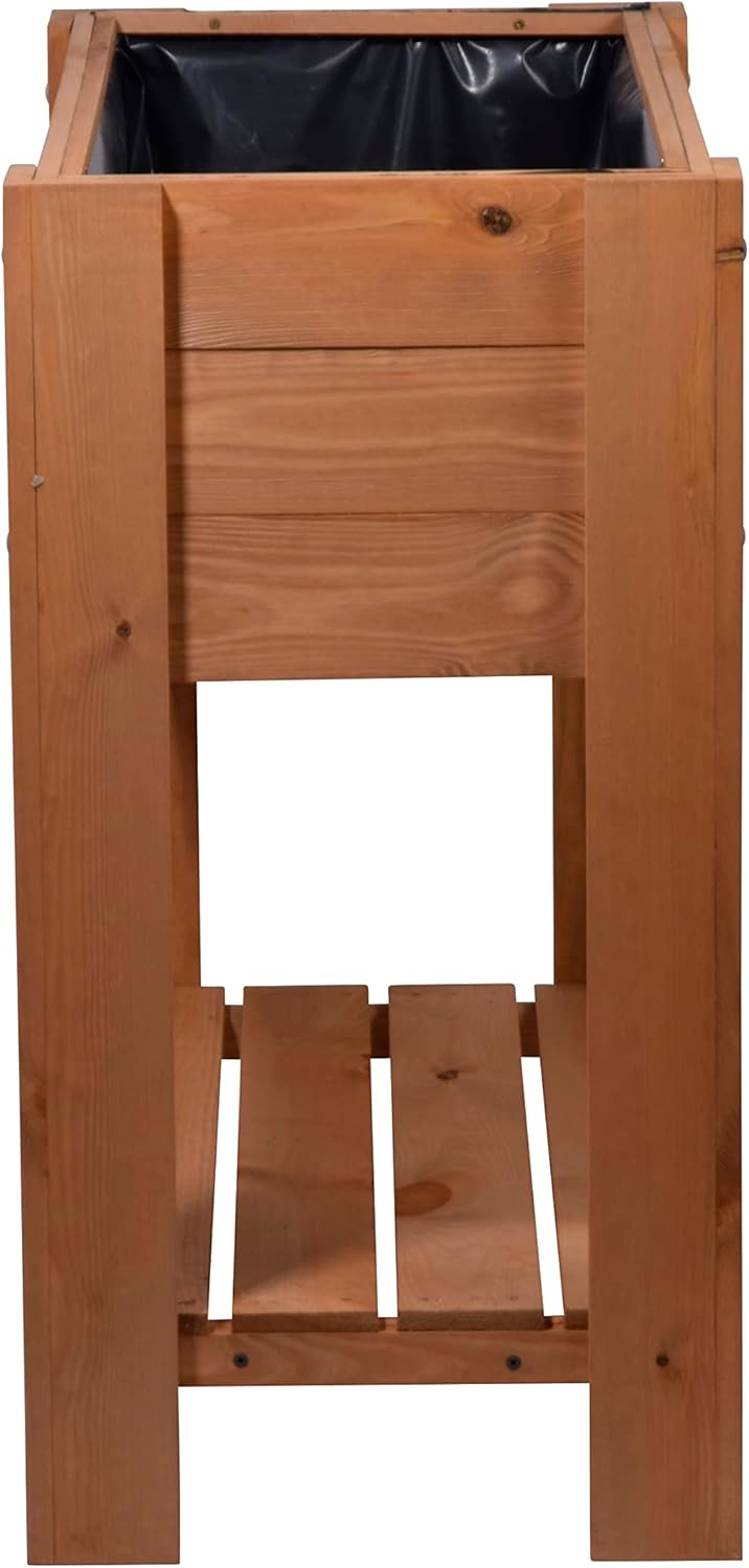 dobar Hochbeet Urban mit Ablagefläche Erhöhtes Gemüsebeet Salatbeet aus Massiv-Holz Pflanzkasten für Balkon/Garten/Terrasse 80 x 40 x 78 cm Braun