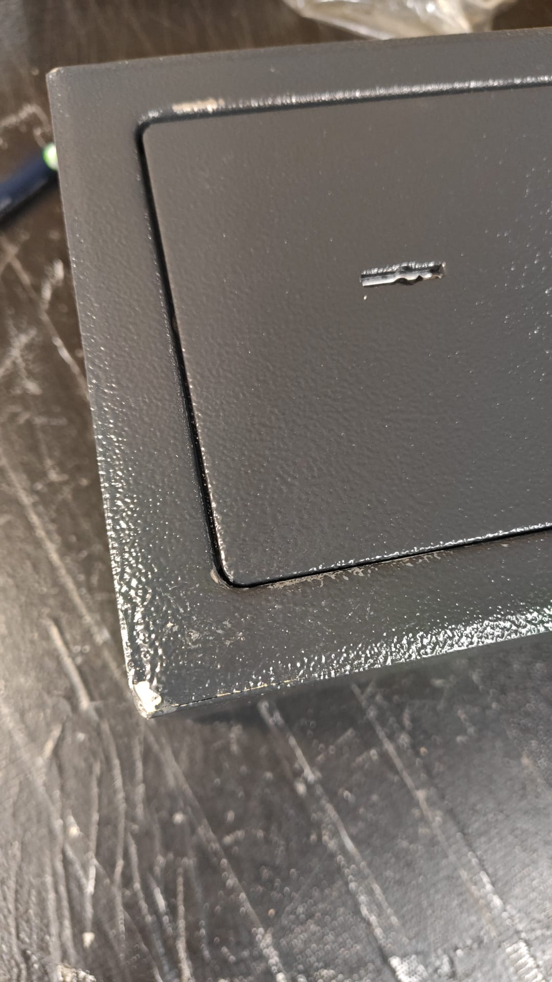 metallische oberfläche, Tastaturablage, schwarzes panel, rechteckige platte, ecke detail