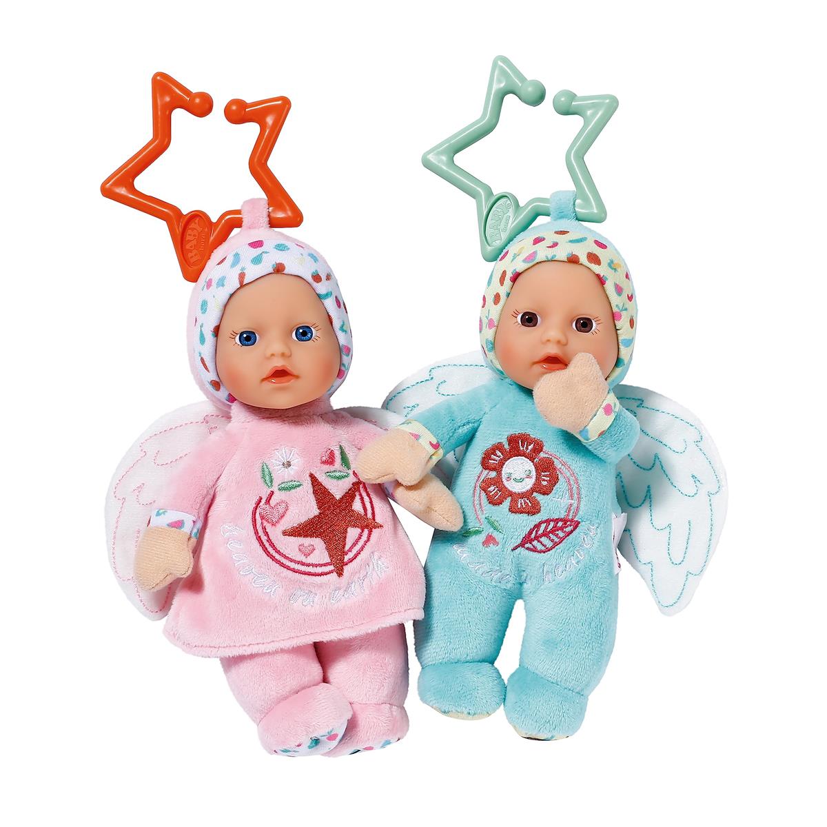 BABY born for babies Engel, weiche Stoffpuppen mit Anhänger und Rassel, 18 cm große Puppen, 832295 Zapf Creation