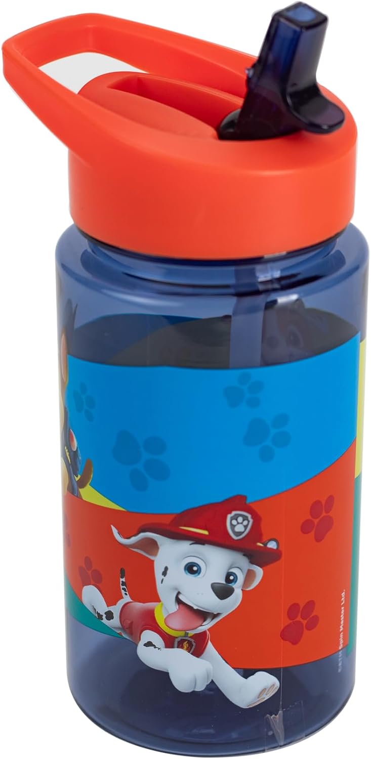 POS 28230 Paw Patrol transaprente Trinkflasche 430 ml Strohhalm integriert Kunststoff