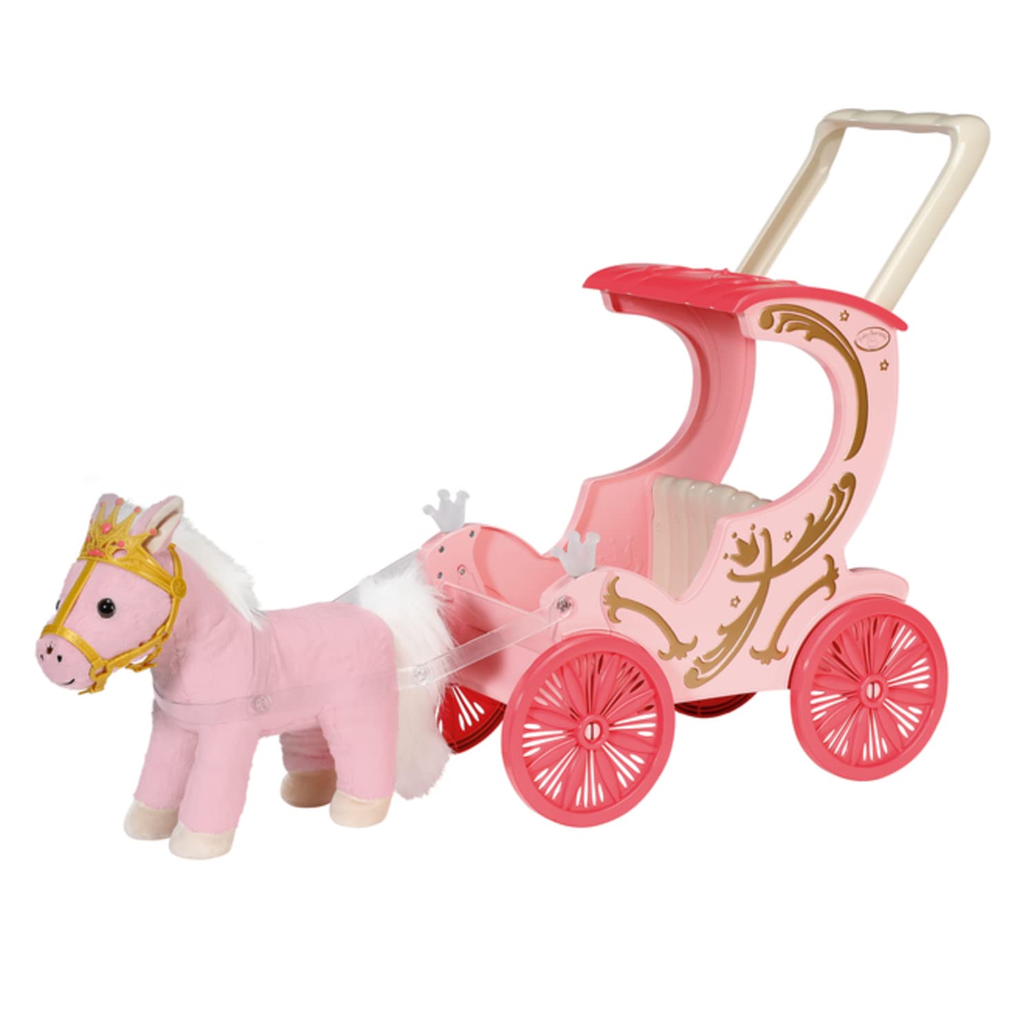Zapf Creation 707210 Baby Annabell Little Sweet Kutsche und Pony 2-in-1 Puppenwagen Kutsche Plüschpony Puppenkutsche Spielzeugkutsche Puppenzubehör Puppenwagen