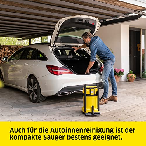 Kärcher Akku-Nass-/Trockensauger WD 3-18, inkl. Filter, Fugen- und Nass-/Trockensaugdüse, 225 Watt, Kunststoffbehälter: 17 l, Saugschlauch: 2 m, ohne Akku, ohne Ladegerät