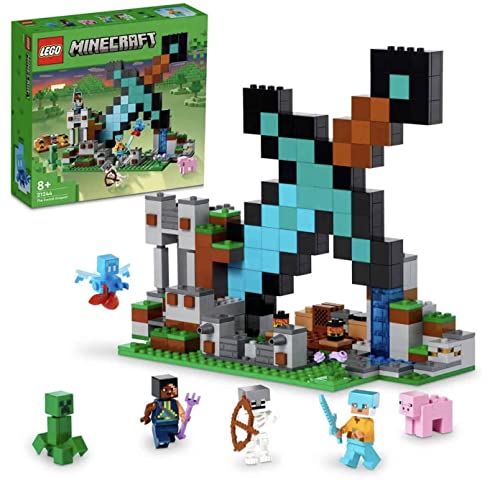 LEGO Minecraft Der Schwert-Außenposten Set, Spielzeug mit Creeper, Soldat, Wachkrieger und Skelett-Figuren, Set für Jungen und Mädchen ab 8 Jahren 21244