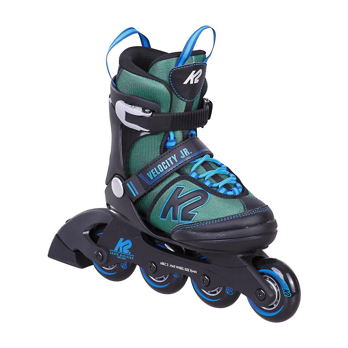K2 Skates Jungen Inline Skates VELOCITY JR B, black - blue - green, Größe 35 bis 40