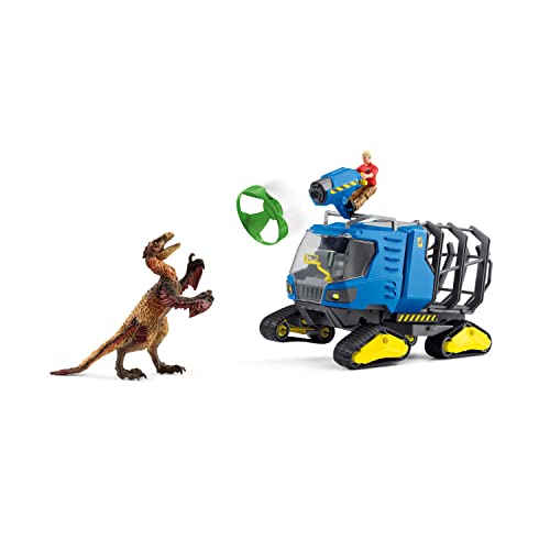 schleich DINOSAURS 42604- Realistischer Dakotaraptor Dino mit Truck und Forscherfigur - Prähistorisches Spielset- Action Dino Figur, Fahrzeug und Forscher- Dinosaurier Spielzeug ab 4 Jahre, Mehrfarbig