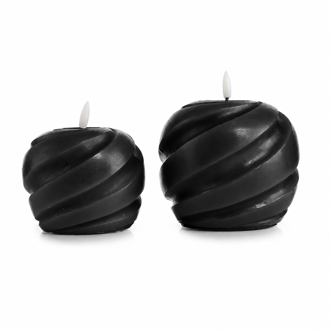 Schwarz, Kerzen, Doppelt, Spirale, Stumpenkerzen