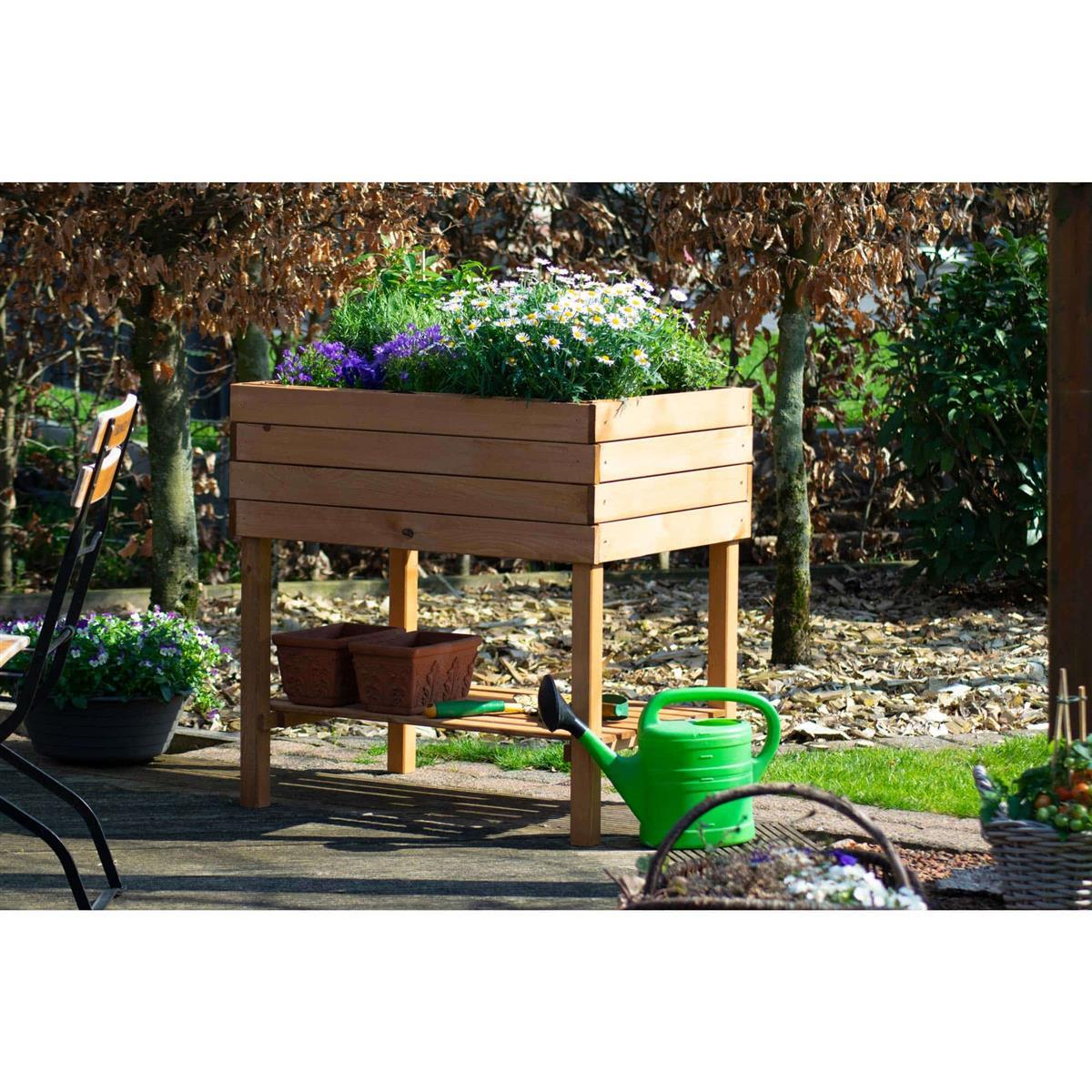 Dobar Hochbeet mit Ablage & inkl. Pflanzfolie D308