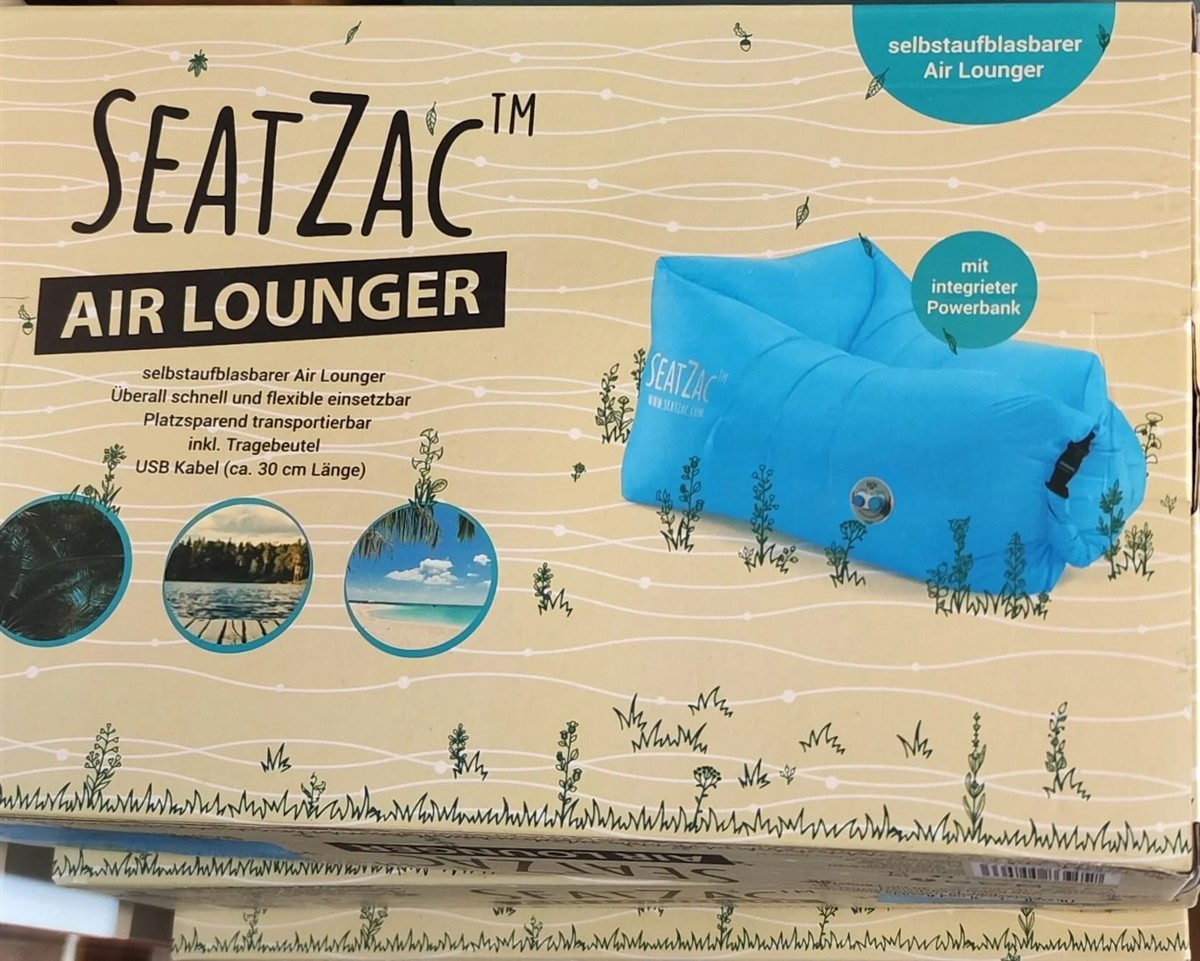 Aufblasbares Lounge-Produkt, Air Lounger, Self-Inflating, USB-Kabel, Blau