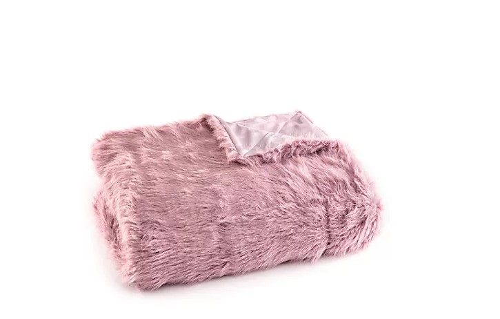 MONT CHALET Fellimitat Plaid Decke Überdecke rosa 150x200cm