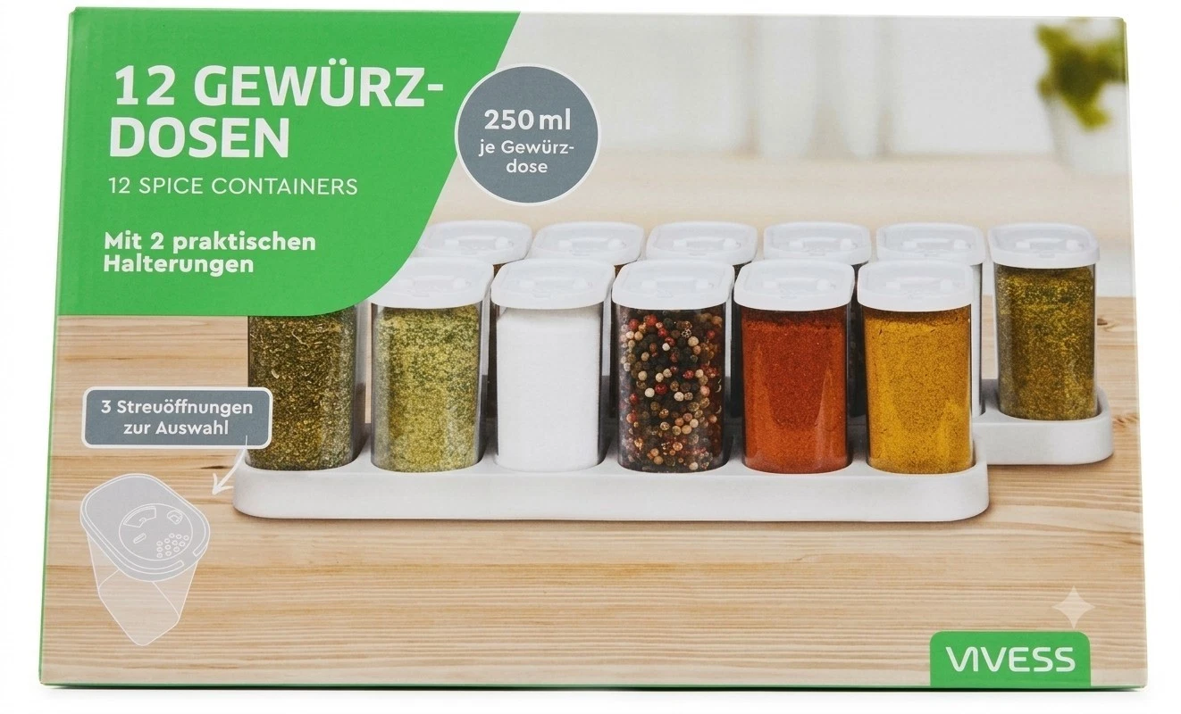 Gewürzbehälter, Gewürzbehälter, 12 Stück, Trockenhalt, Gewürzregal