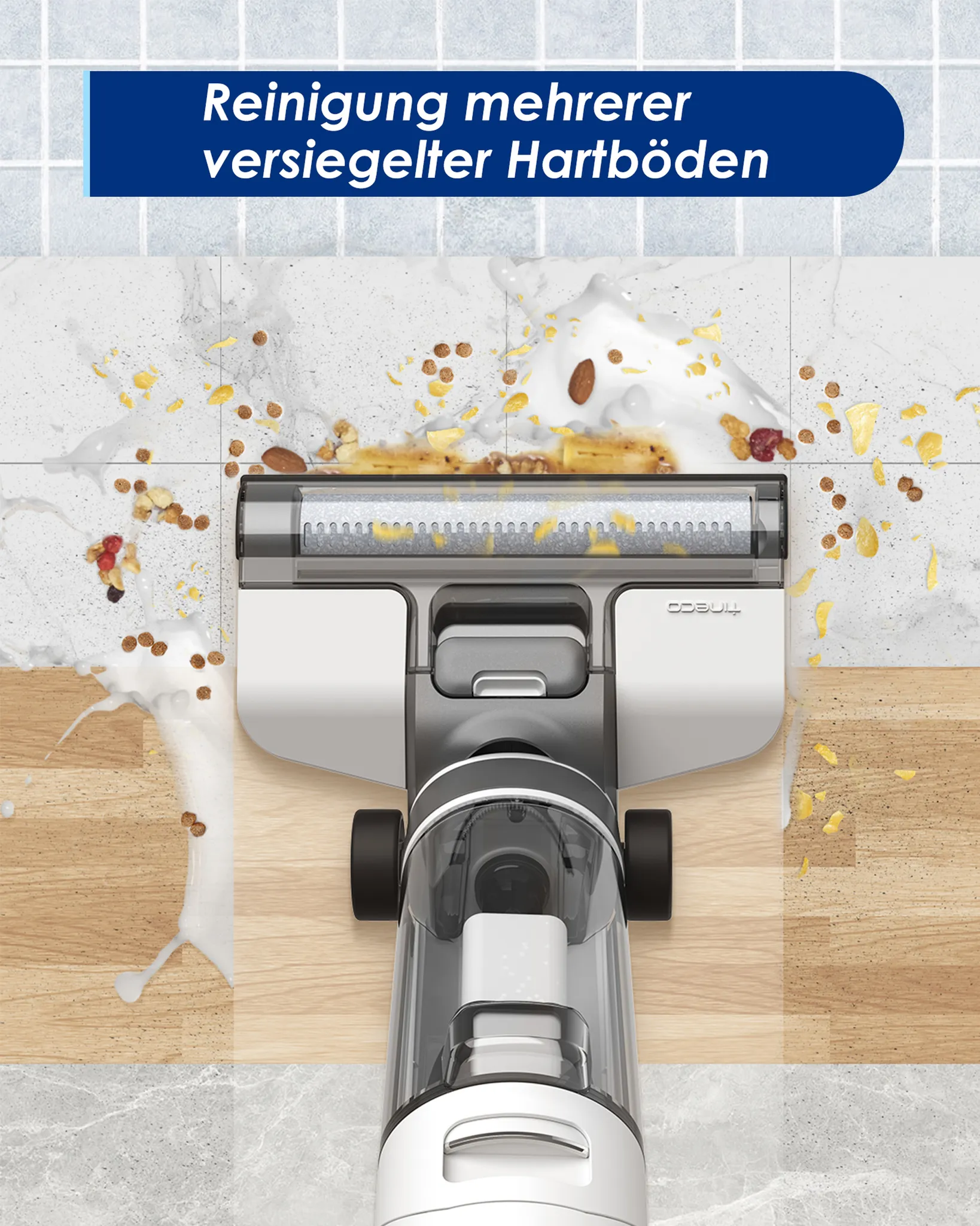 Tineco iFloor 3 Breeze Plus kabelloser Nass-Trockensauger, tragbar und leicht, leiser Betrieb, geeignet für Hartböden mit Ersatzbürste Selbstreinigung schnelles Trocken streifenfrei