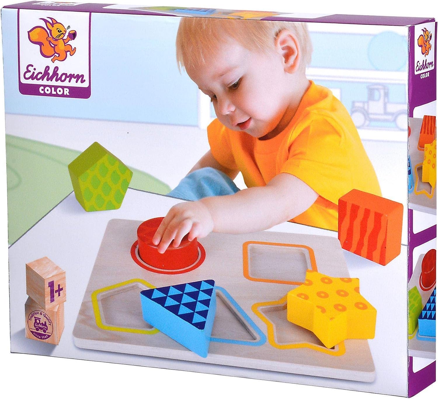 Eichhorn Sortierpuzzle Sortierplatte Formen und Farben Formensortierspiel Farbspiel Spielzeug