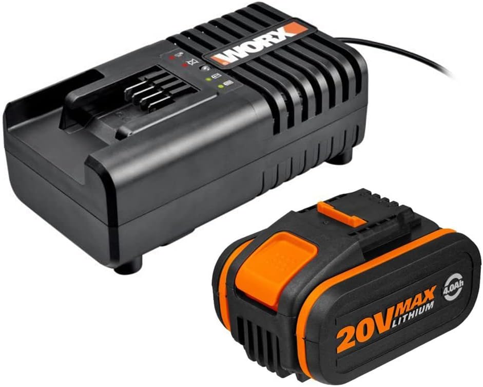 WORX WA3604 PowerShare Akku mit Ladestation Set: 20V 4000mAh Li-Ion Akkubatterie