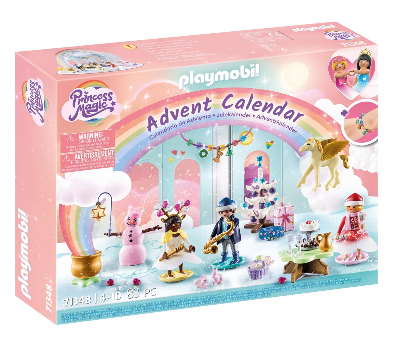 PLAYMOBIL Adventskalender 71348 Weihnachtsfest unter dem Regenbogen, Weihnachtsfest mit den Regenbogenprinzessinnen, Adventszeit voller Überraschungen, Spielzeug für Kinder ab 4 Jahren