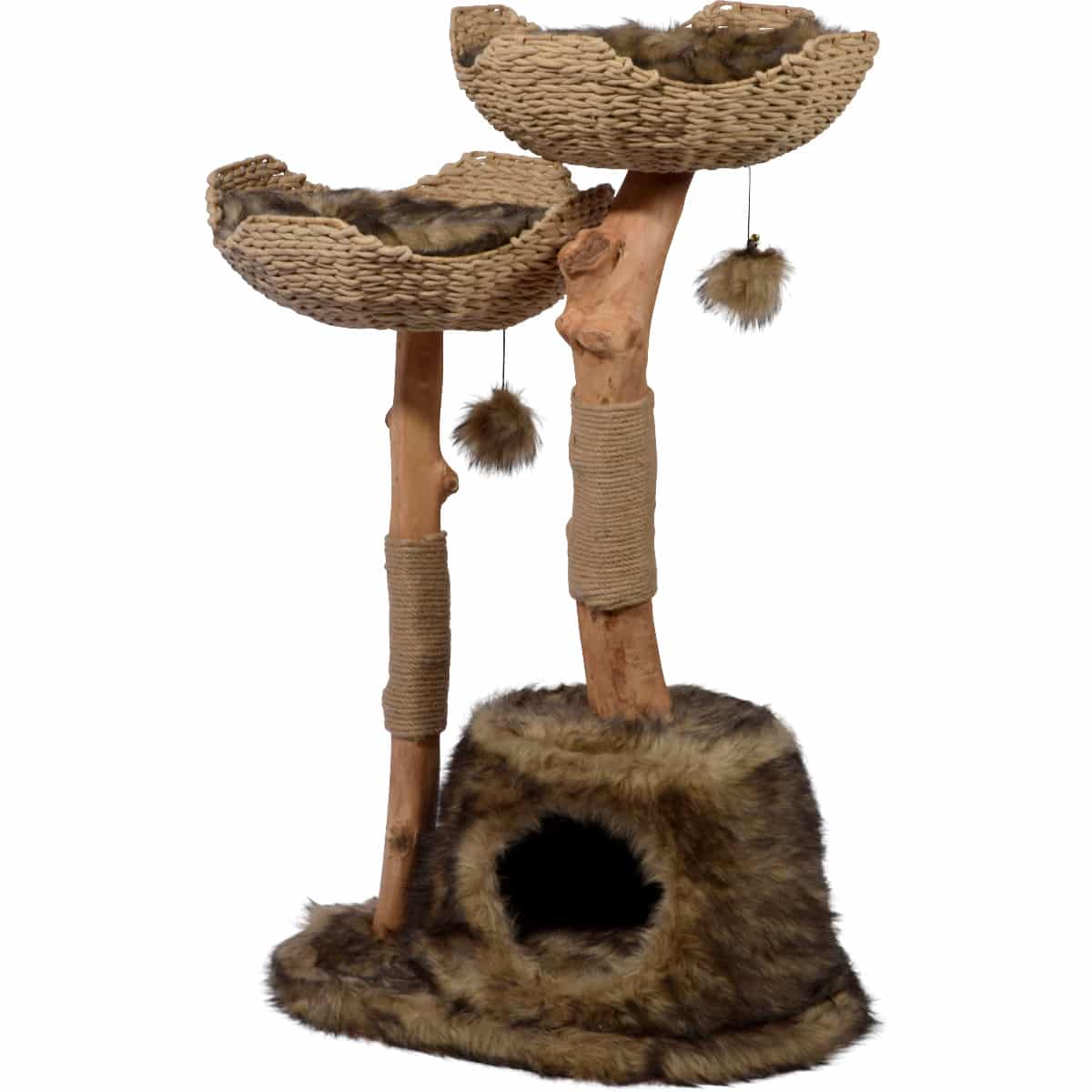 Katzenkratzbaum, Kratzbaum, Plüschboden, Fell, Korbplattform