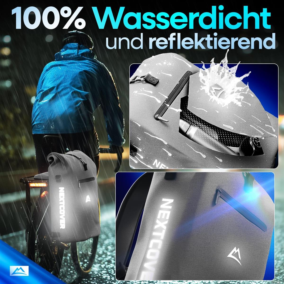 Nextcover NEU 3in1 Fahrradtasche für Gepäckträger PVC frei - Gepäckträgertasche, Fahrradtasche Rucksack und Umhängetasche 25L I Fahrrad Tasche wasserdicht Fahrradtaschen Gepäckträger