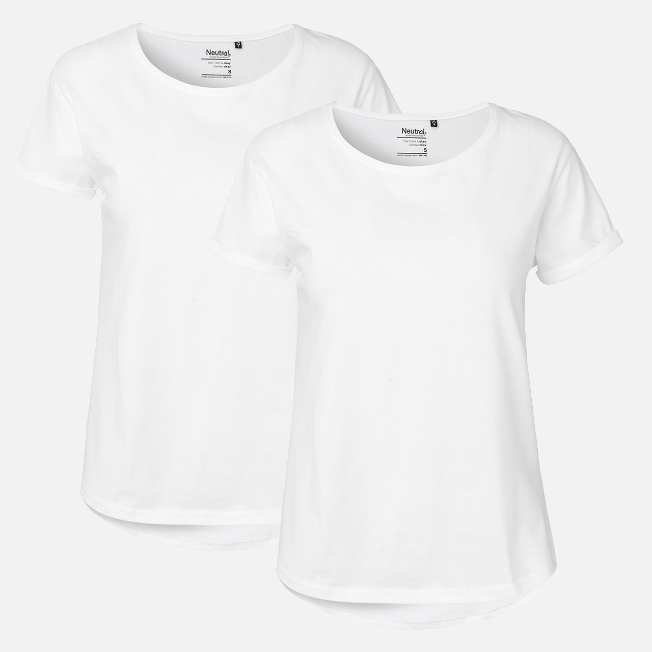 Damen-T-Shirt, Weiß, Rundhalsausschnitt, Kurzarm, 2er-Pack