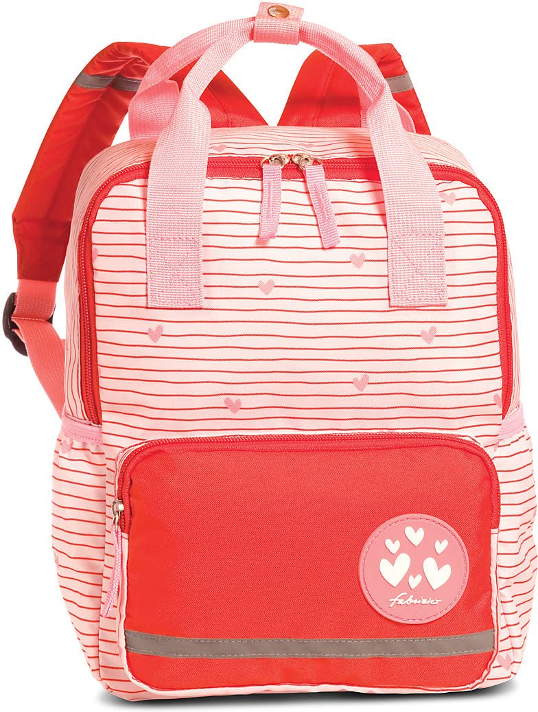 Fabrizio Kinderrucksack mit Rubberpatch und Reflektorstreifen 23 x 30 x 12 cm 3-6 Jahre (Rot)