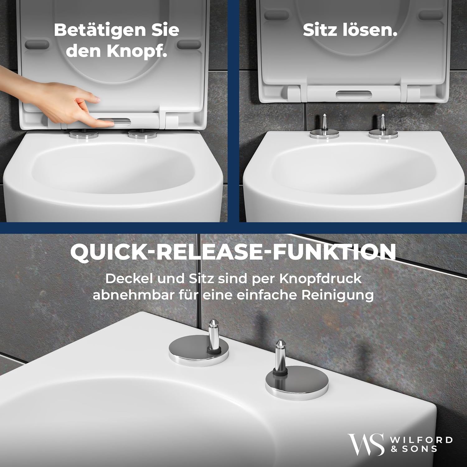 Wilford & Sons PREMIUM Toilettendeckel WC Sitz Absenkautomatik Klobrille Toilettensitz